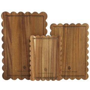 💜 2025 The Pioneer Woman Scalloped Acacia  Wood Cutting Board Set Of 3